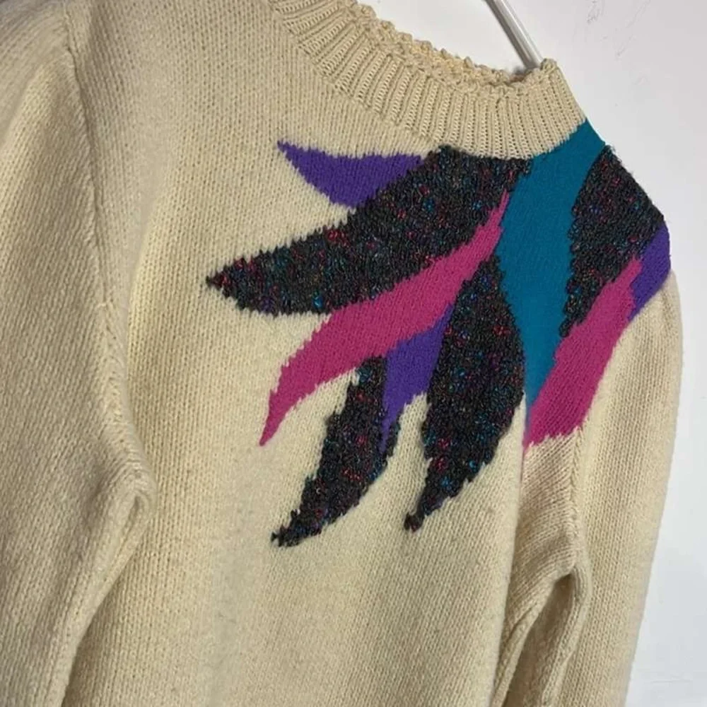 Colorful Patterned Women's Sweater - Picture 3 of 4